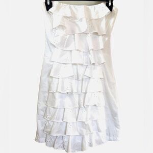 Zara White Strapless Ruffle Mini Dress XS NWT Bridal Shower Graduation Dress